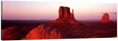 Red Dusk Over The Mittens (East and West Mitten), Monument Valley, Navajo Nation Canvas Art Print - Canyon Art