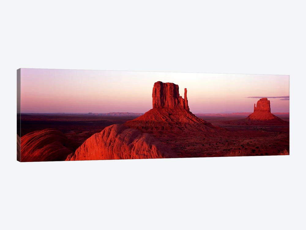 Red Dusk Over The Mittens (East and West Mitten), Monument Valley, Navajo Nation by Panoramic Images 1-piece Art Print