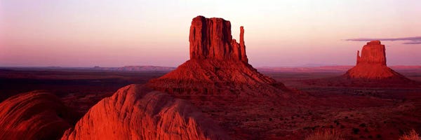 Arizona: Red Dusk Over The Mittens (East and West Mitten), Monument Valley, Navajo Nation by Panoramic Images