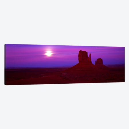 East Mitten and West Mitten buttes at sunset, Monument Valley, Utah, USA Canvas Print #PIM9038} by Panoramic Images Art Print