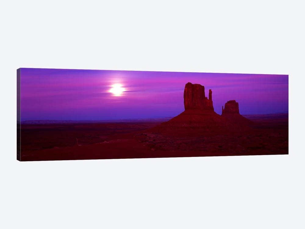 East Mitten and West Mitten buttes at sunset, Monument Valley, Utah, USA by Panoramic Images 1-piece Canvas Artwork
