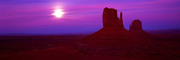 Valleys: East Mitten and West Mitten buttes at sunset, Monument Valley, Utah, USA by Panoramic Images