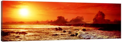 Waves breaking on rocks in the oceanThree Tables, North Shore, Oahu, Hawaii, USA Canvas Art Print - Oahu