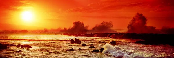 Oahu: Waves Breaking On Rocks In The Oceanthree Tables North Shore Oahu Hawaii Ver. II by Panoramic Images