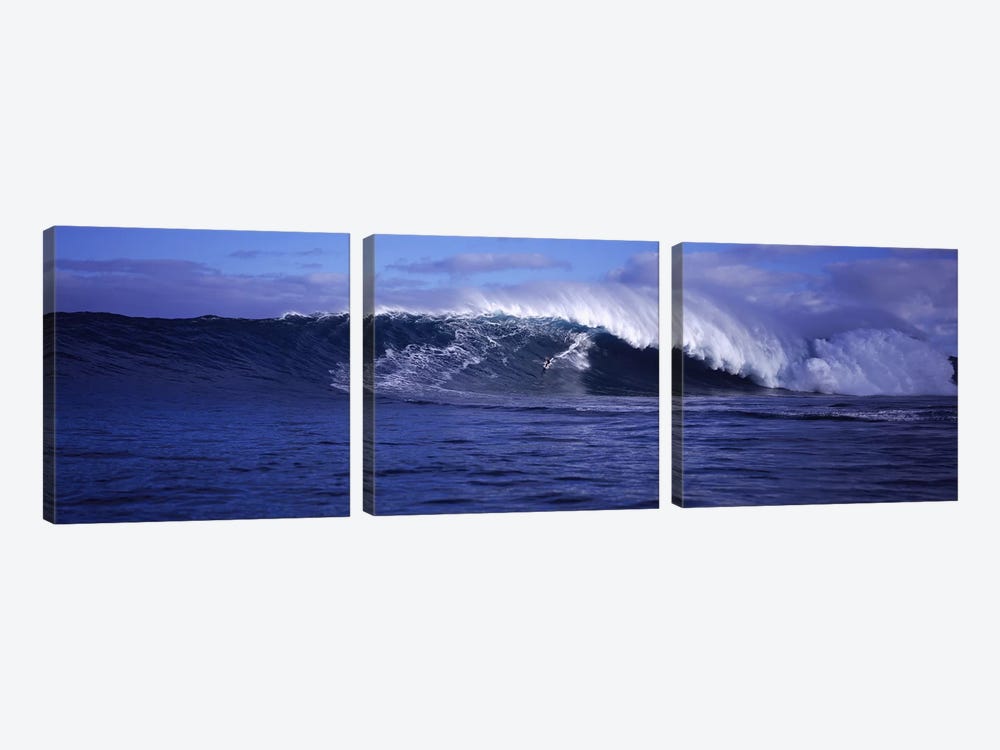 Surfer in the oceanMaui, Hawaii, USA by Panoramic Images 3-piece Canvas Wall Art
