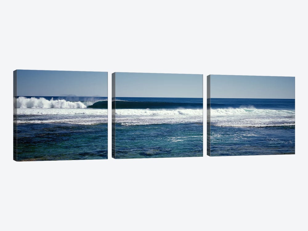 Wave splashing in the sea by Panoramic Images 3-piece Canvas Art