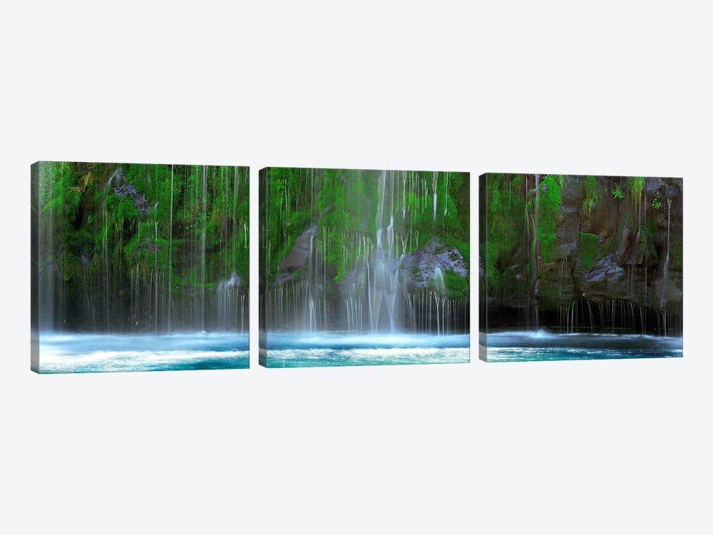 Waterfall in a forestMossbrae Falls, Sacramento River, Dunsmuir, Siskiyou County, California, USA by Panoramic Images 3-piece Canvas Wall Art