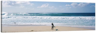 Surfer standing on the beachNorth Shore, Oahu, Hawaii, USA Canvas Art Print - Sports Art