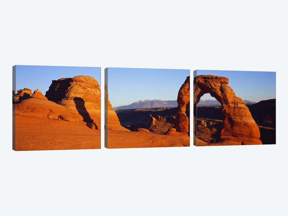 Natural arch in a desertDelicate Arch, Arches National Park, Utah, USA by Panoramic Images 3-piece Art Print