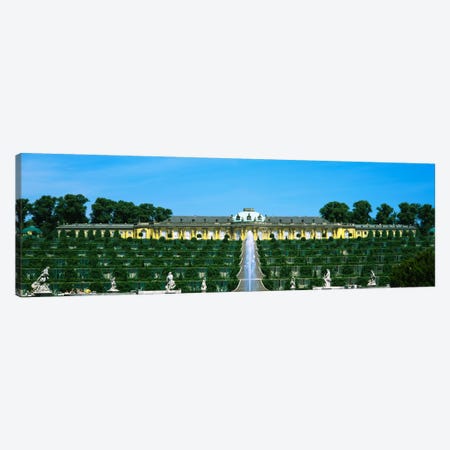 Formal garden in front of a palace, Sanssouci Palace, Potsdam, Brandenburg, Germany Canvas Print #PIM906} by Panoramic Images Canvas Wall Art