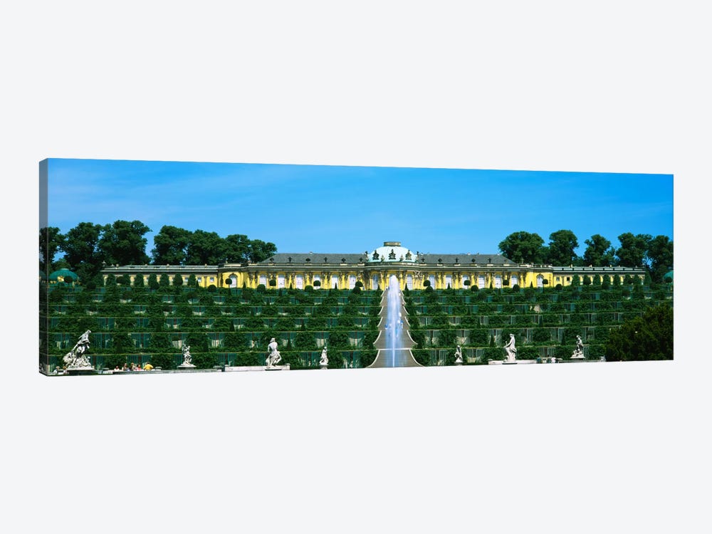 Formal garden in front of a palace, Sanssouci Palace, Potsdam, Brandenburg, Germany by Panoramic Images 1-piece Canvas Wall Art