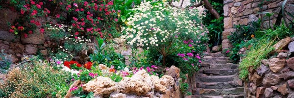 Catalonia: Beautiful Old Town Garden, Tossa de Mar, Costa Brava, Catalonia, Spain by Panoramic Images