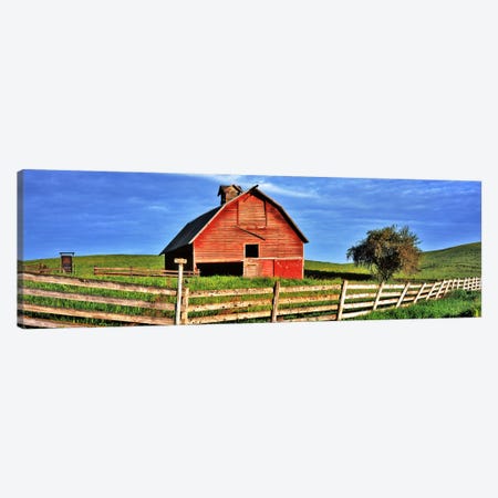 Old barn with fence in a field, Palouse, Whitman County, Washington State, USA Canvas Print #PIM9097} by Panoramic Images Canvas Art