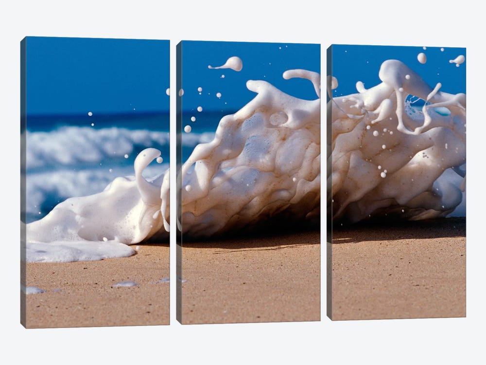 Foam splashing on the beach by Panoramic Images 3-piece Canvas Art Print
