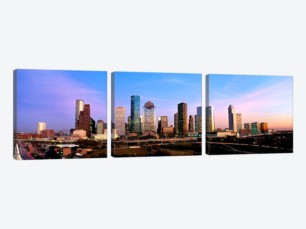 USATexas, Houston, twilight by Panoramic Images 3-piece Art Print