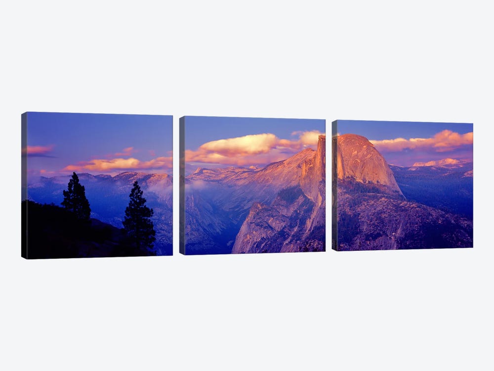 Cloudy Pastel Sunset Over Half Dome, Yosemite National Park, California, USA by Panoramic Images 3-piece Canvas Art