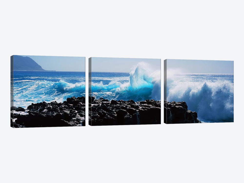 Waves breaking on rocks by Panoramic Images 3-piece Canvas Print