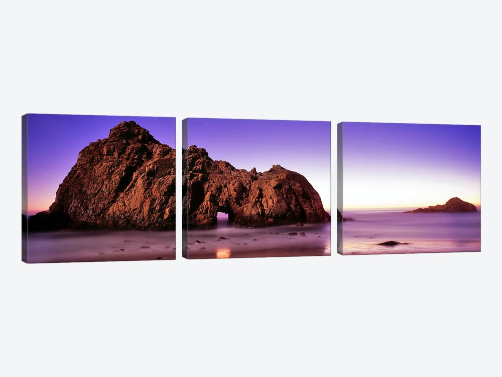 Rock formations on the beach, Pfeiffer Beach, Big Sur, California, USA by Panoramic Images 3-piece Canvas Artwork