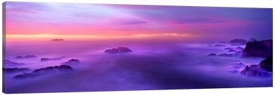 Fog reflected in the sea at sunset Canvas Art Print - Mist & Fog Art