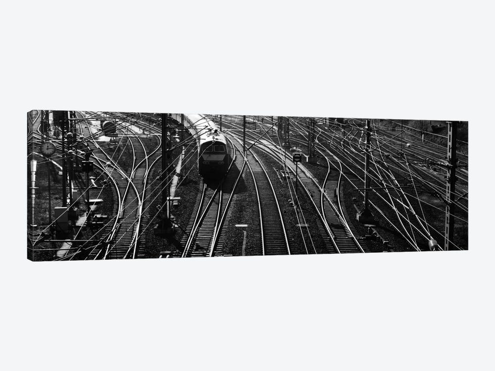 High angle view of a train on railroad track in a shunting yard, Germany by Panoramic Images 1-piece Canvas Art Print