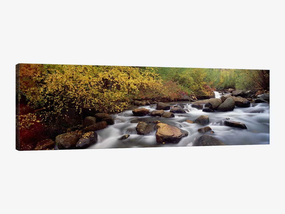 Blurred Motion View Of Water Flowing Through A Stream, Inyo County, California, USA by Panoramic Images 1-piece Canvas Wall Art