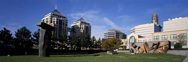 Minnesota: Sculptures in a garden, West Garden, Oakland City Center, Oakland, Alameda County, California, USA by Panoramic Images