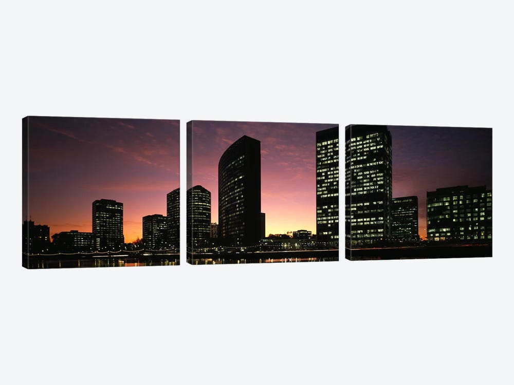 Buildings at the waterfront, Oakland, Alameda County, California, USA by Panoramic Images 3-piece Canvas Artwork