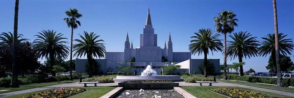 Oakland: Formal garden in front of a temple, Oakland Temple, Oakland, Alameda County, California, USA #2 by Panoramic Images