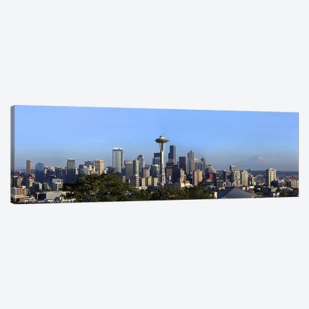 Buildings in a city with mountains in the background, Space Needle, Mt Rainier, Seattle, King County, Washington State, USA 2010 Canvas Print #PIM9167} by Panoramic Images Canvas Wall Art