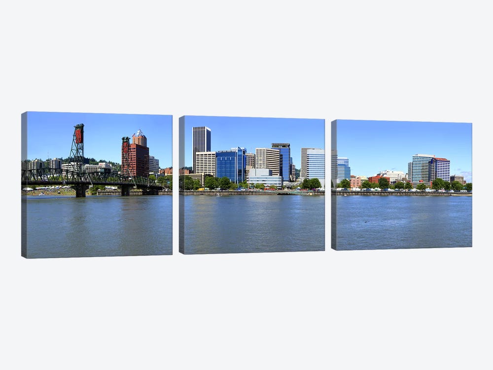 Buildings at the waterfront, Portland Rose Festival, Portland, Multnomah County, Oregon, USA 2010 by Panoramic Images 3-piece Canvas Artwork