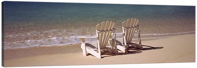 Adirondack chair on the beach, Bahamas Canvas Art Print - Sandy Beach Art