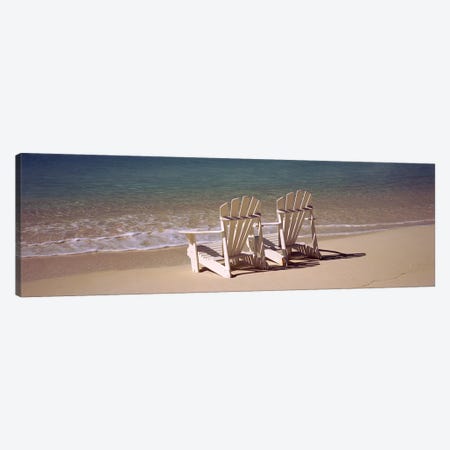 Adirondack chair on the beach, Bahamas Canvas Print #PIM9170} by Panoramic Images Canvas Artwork
