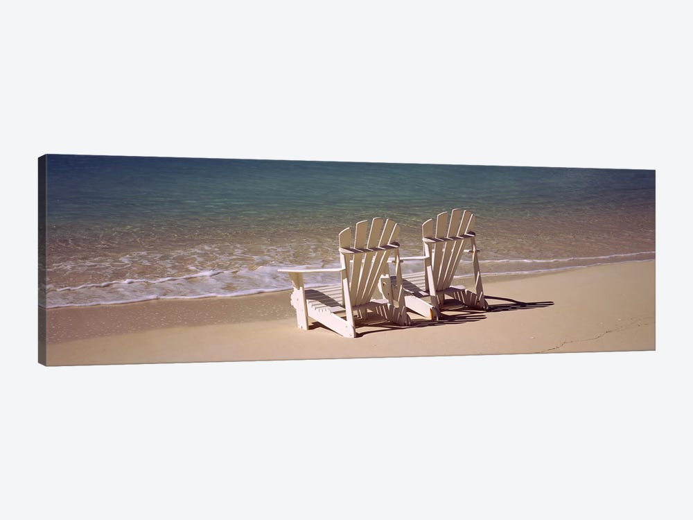 Adirondack chair on the beach, Bahamas by Panoramic Images 1-piece Canvas Print