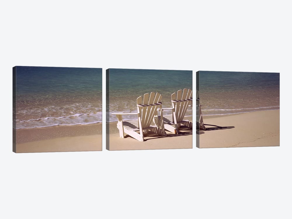 Adirondack chair on the beach, Bahamas by Panoramic Images 3-piece Canvas Print
