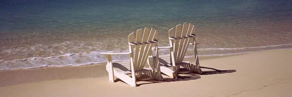 Bahamas: Adirondack chair on the beach, Bahamas by Panoramic Images