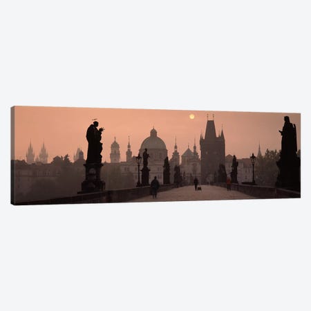 Charles Bridge at dusk with the Church of St. Francis in the backgroundOld Town Bridge Tower, Prague, Czech Republic Canvas Print #PIM9173} by Panoramic Images Canvas Art