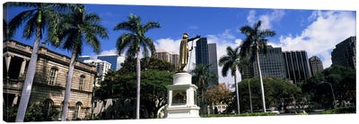 Statue of King Kamehameha in front of a government building, Aliiolani Hale, Honolulu, Oahu, Honolulu County, Hawaii, USA #3 Canvas Art Print - Palm Tree Art