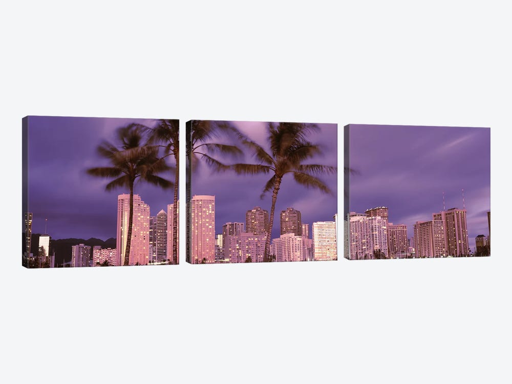 Buildings in a city, Honolulu, Oahu, Honolulu County, Hawaii, USA 2010 by Panoramic Images 3-piece Canvas Print