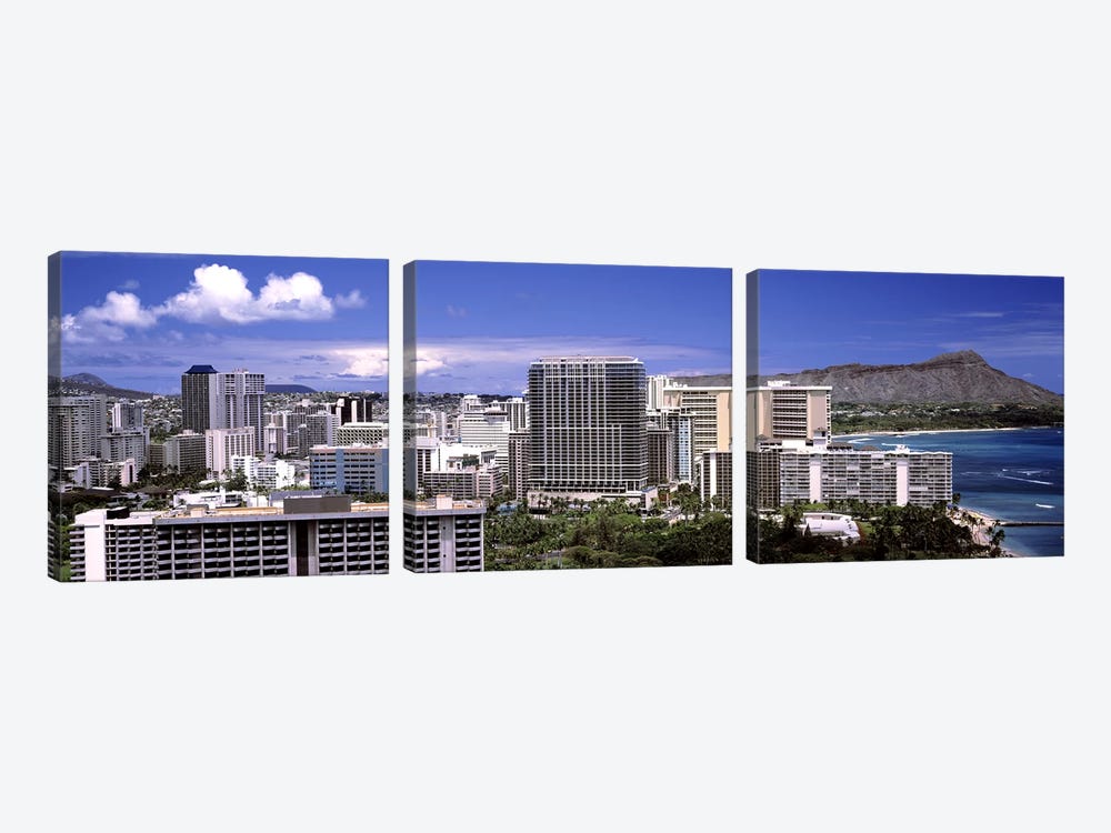 Buildings at the waterfront, Honolulu, Oahu, Honolulu County, Hawaii, USA 2010 #2 by Panoramic Images 3-piece Canvas Art Print