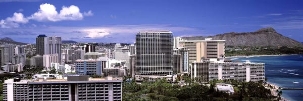 Honolulu: Buildings at the waterfront, Honolulu, Oahu, Honolulu County, Hawaii, USA 2010 #2 by Panoramic Images