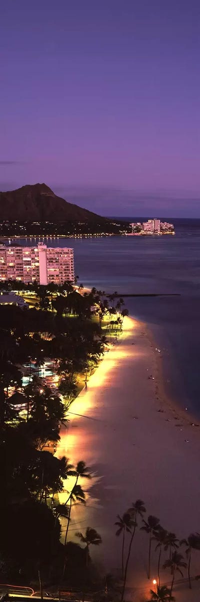 Buildings at the waterfront, Honolulu, Oahu, Honolulu County, Hawaii, USA #2 by Panoramic Images framed canvas print