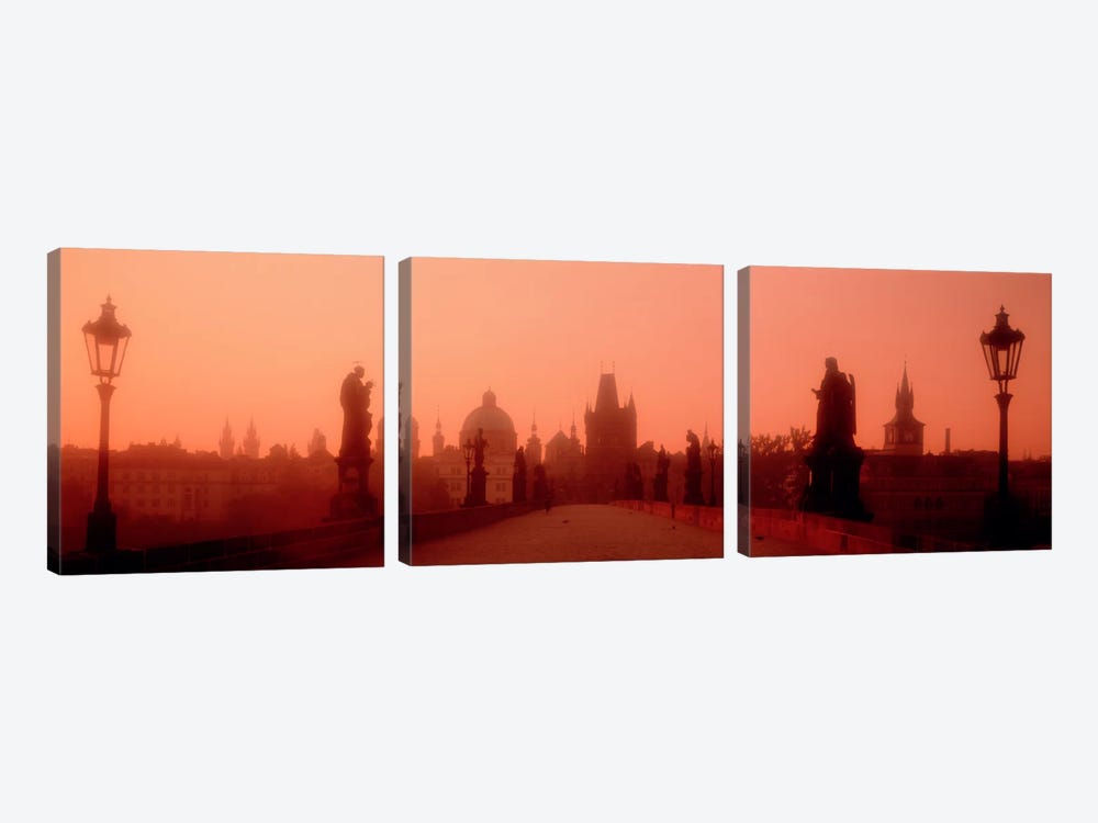 Daybreak Karluvmost Praha Czech Republic by Panoramic Images 3-piece Canvas Print