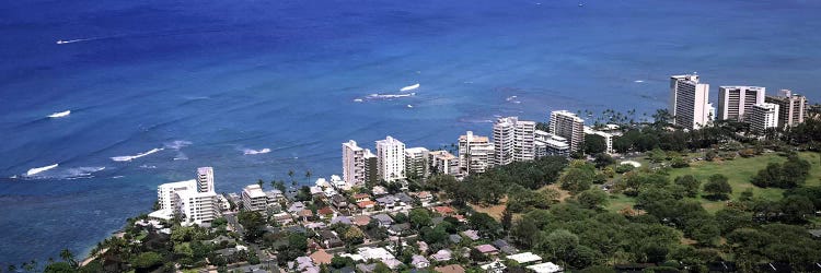 Aerial view of a city at waterfront, Honolulu, Oahu, Honolulu County, Hawaii, USA 2010 by Panoramic Images wall art