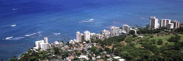 Honolulu: Aerial view of a city at waterfront, Honolulu, Oahu, Honolulu County, Hawaii, USA 2010 by Panoramic Images