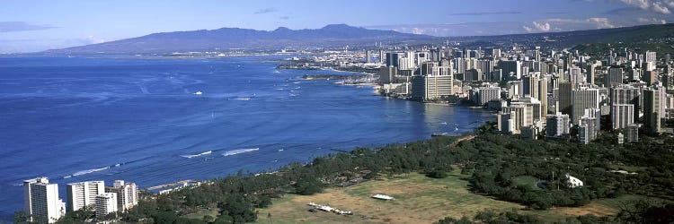 High angle view of a city at waterfront, Honolulu, Oahu, Honolulu County, Hawaii, USA 2010