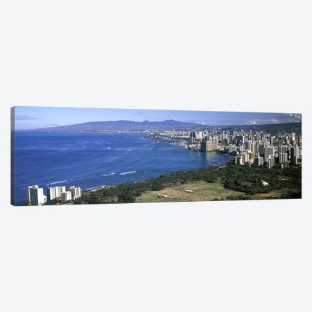 High angle view of a city at waterfront, Honolulu, Oahu, Honolulu County, Hawaii, USA 2010 Canvas Print #PIM9191} by Panoramic Images Canvas Wall Art
