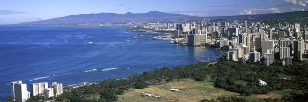 Honolulu: High angle view of a city at waterfront, Honolulu, Oahu, Honolulu County, Hawaii, USA 2010 by Panoramic Images