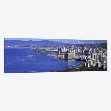High angle view of a city at waterfront, Honolulu, Oahu, Honolulu County, Hawaii, USA 2010 #2 Canvas Print #PIM9192} by Panoramic Images Canvas Wall Art
