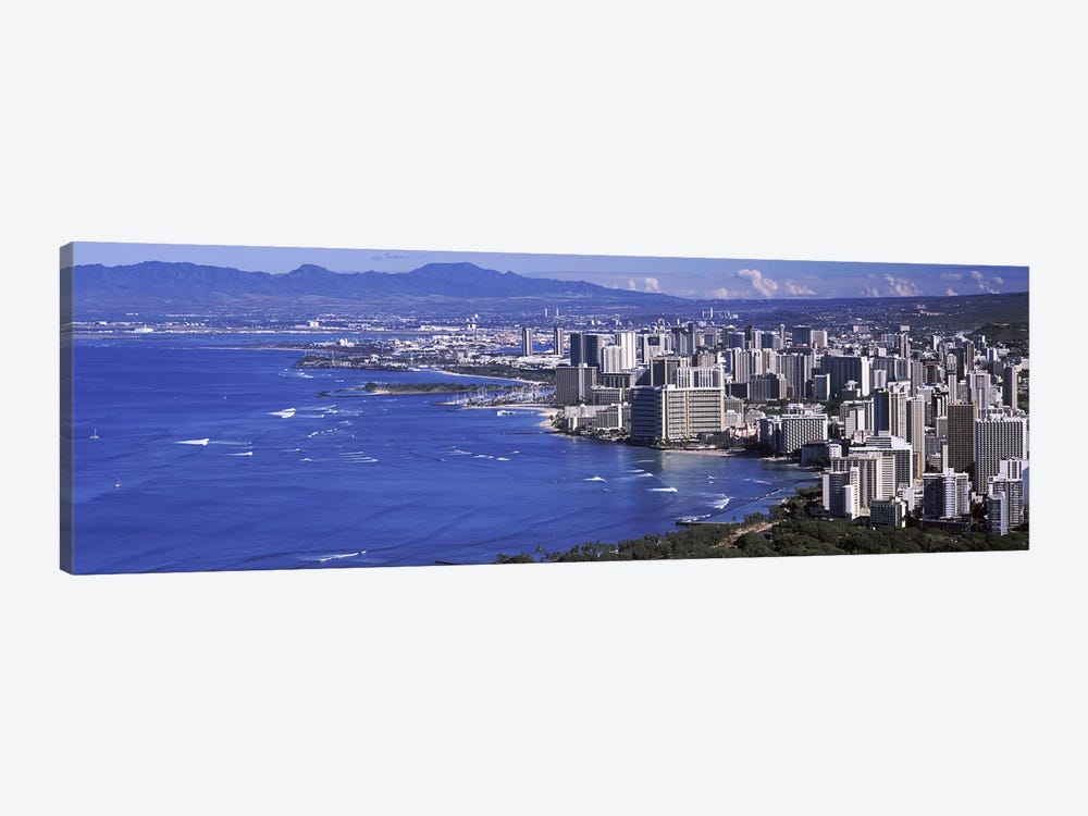 High angle view of a city at waterfront, Honolulu, Oahu, Honolulu County, Hawaii, USA 2010 #2 by Panoramic Images 1-piece Art Print