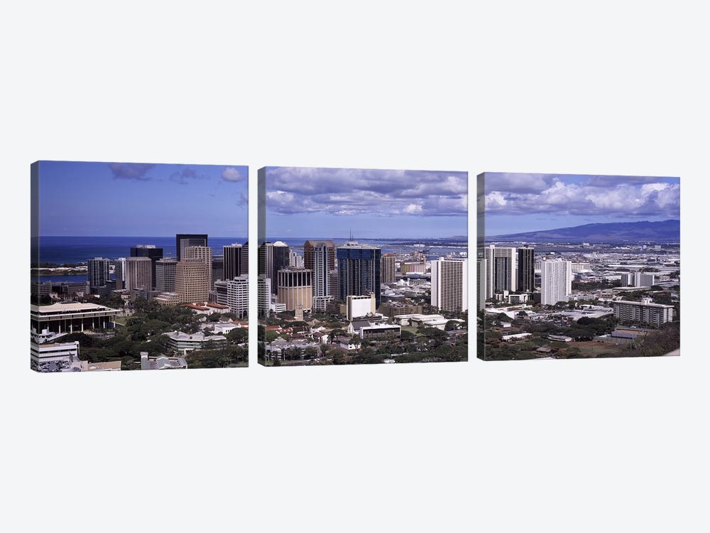High angle view of a city, Honolulu, Oahu, Honolulu County, Hawaii, USA 2010 by Panoramic Images 3-piece Canvas Art